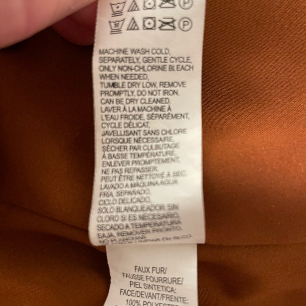 Lucky Brand faux fur zip up jacket. Rust orange color. Size XS - runs large - Picture 10 of 12